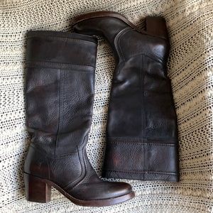 Frye Jane Tall Brown Stitch Heeled Boots